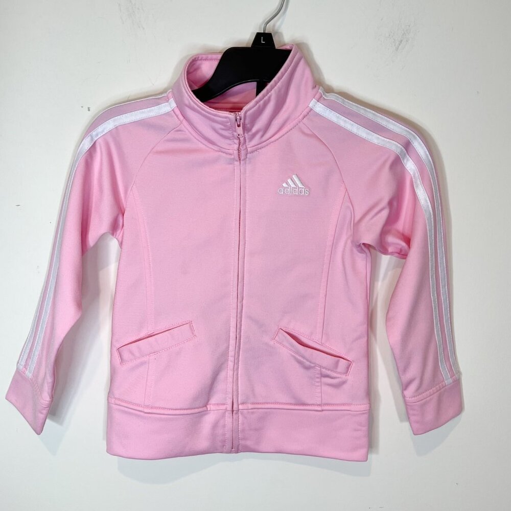 Adidas Girls Pink & White Full Zip Athletic Track Long‎ Sleeve Jacket Size 4T - Picture 8 of 8